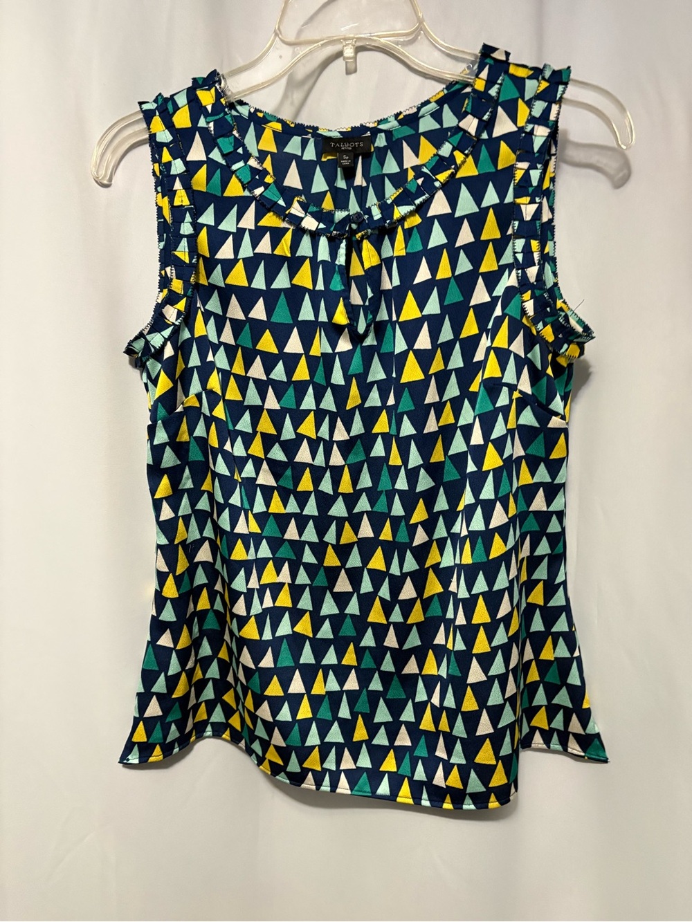 Talbots Navy Geometric Triangle Print Sleeveless Top
